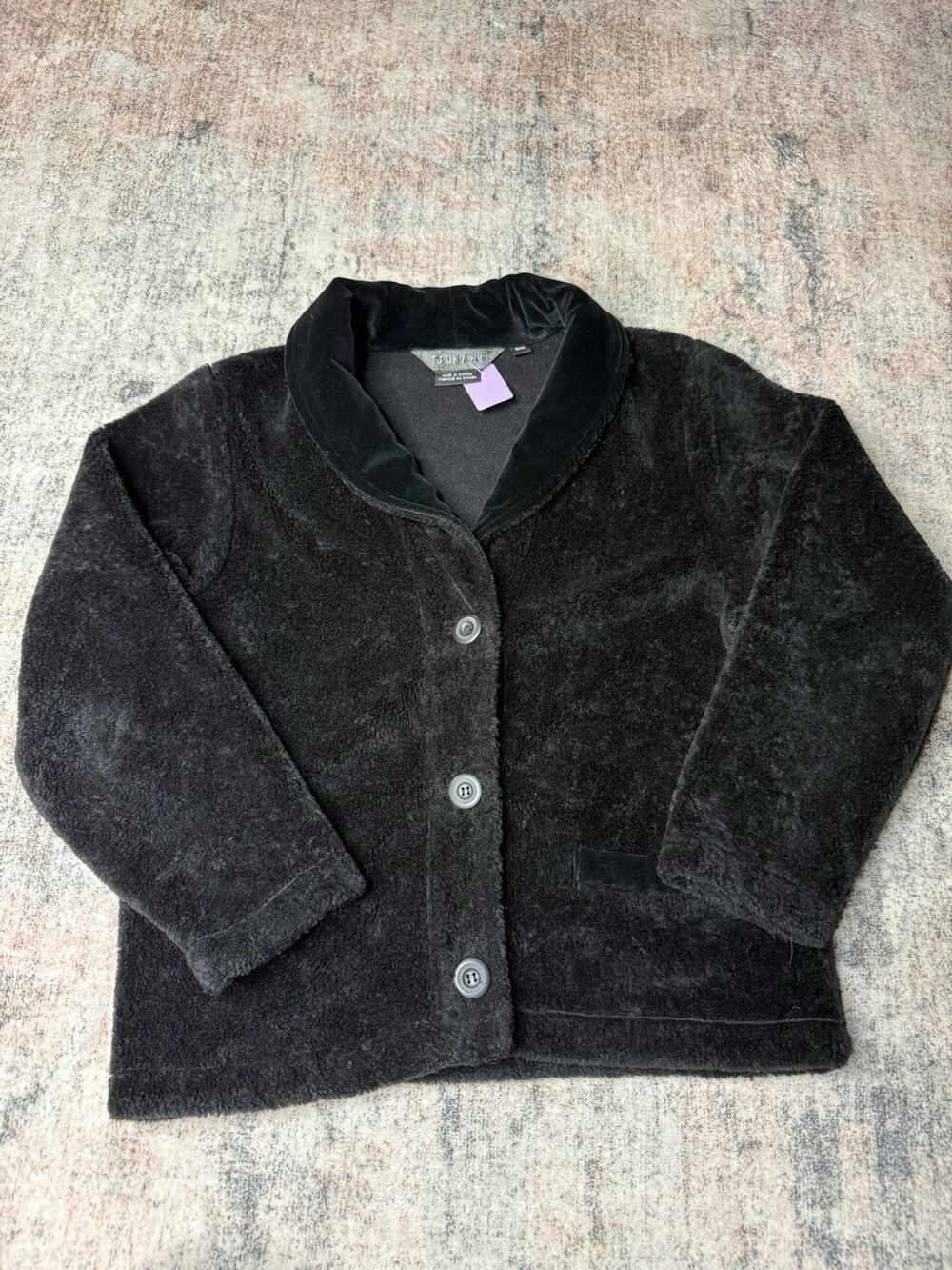 VTG TSUNAMI Black Teddy Fleece Western Jacket USA Minimalist Festival USA Sz M
